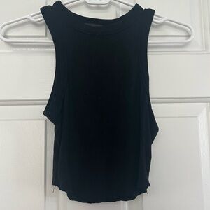 Cotton Candy LA High Neck Black Ribbed Cropped Tank Top